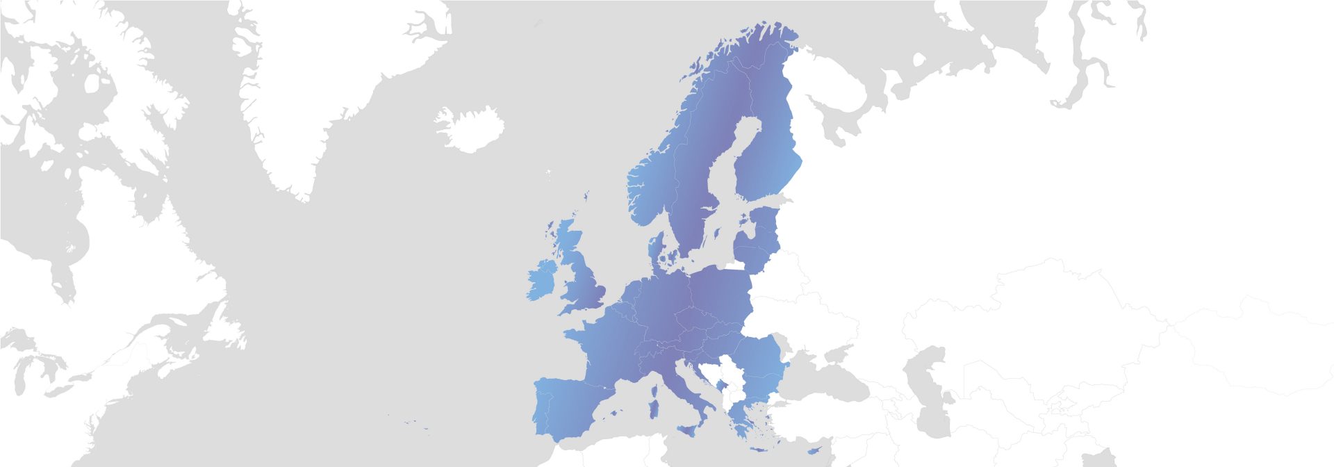 Landkarte von Europa, der Bereich in dem es Car Data gibt ist blau eingefärbt.