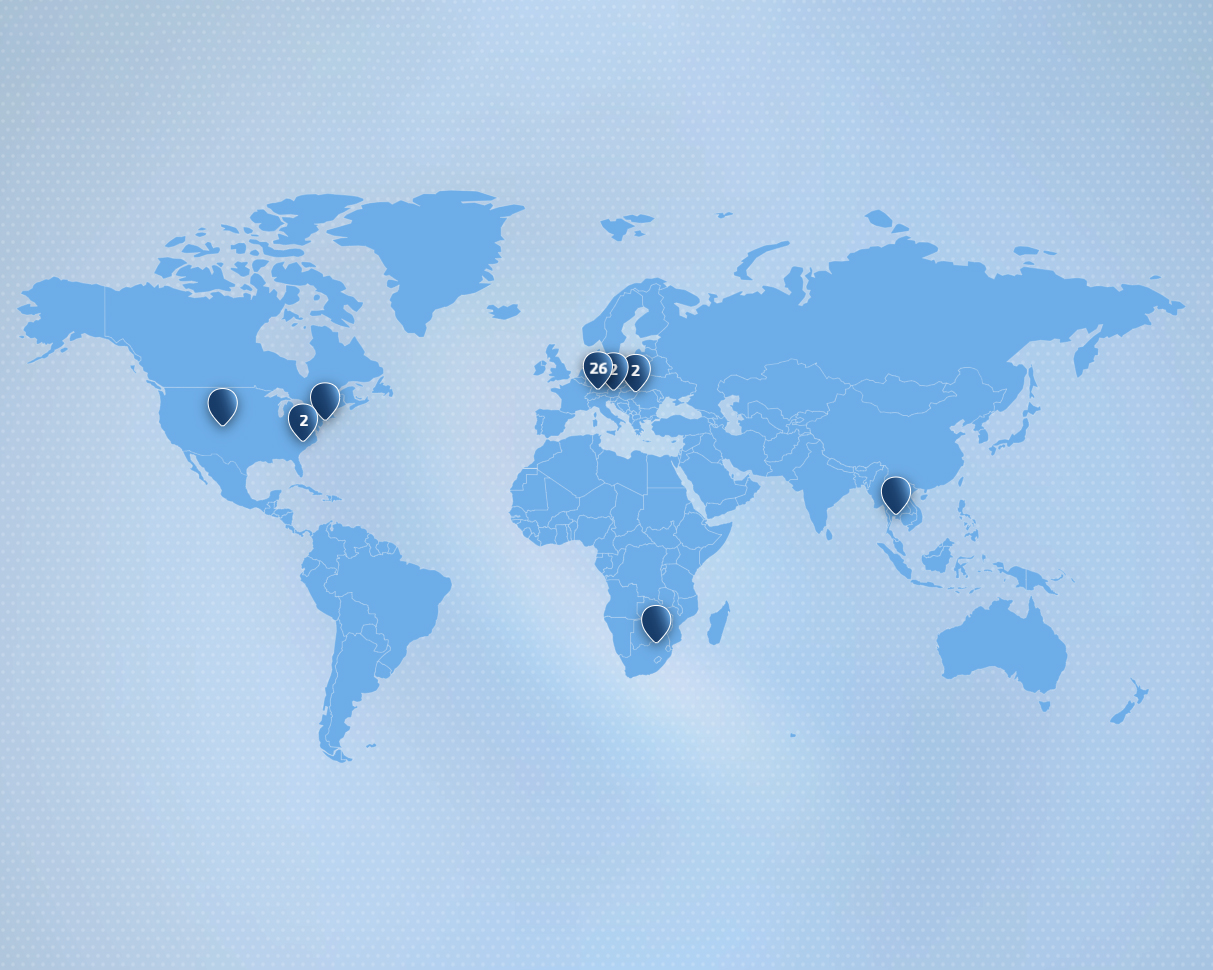 Unser Engagement auf einer Weltkarte markiert