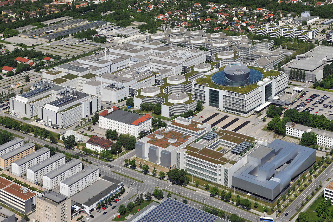 Luftaufnahme des Forschungs- und Innovationszentrums der BMW Group.