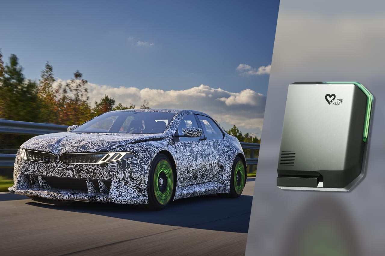 Collage von einem Visions Fahrzeug und dem neuen innovativen Steuergerät.