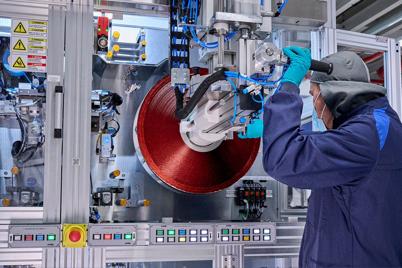BMW Group employee working on prototype batteries.