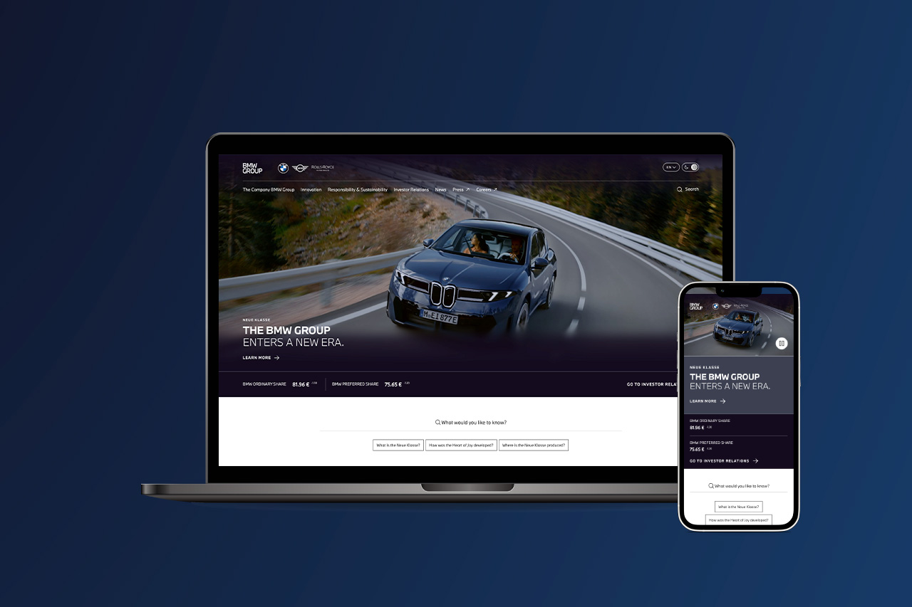 BMW Group website on several devices