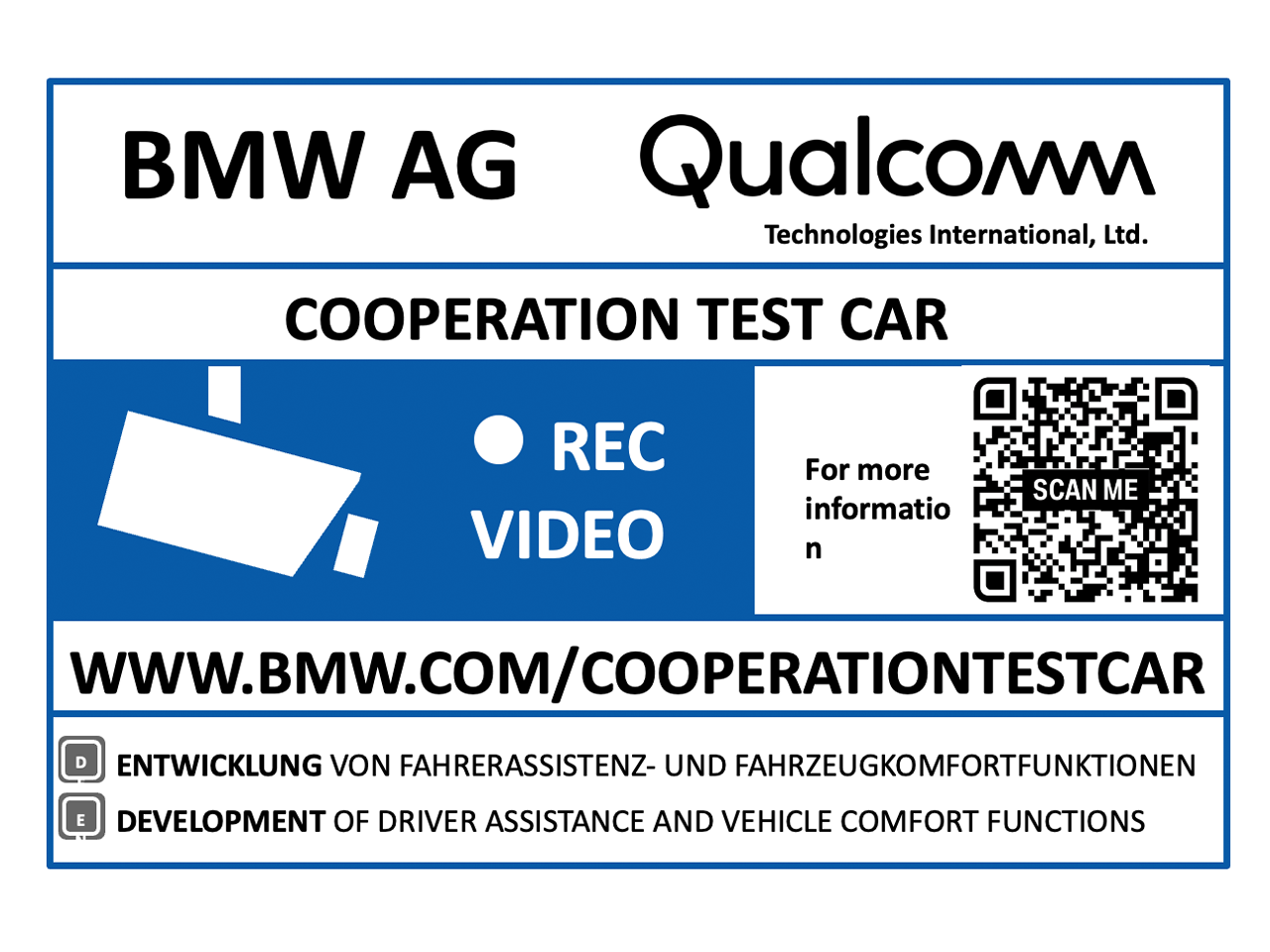 Aufkleber der Testfahrzeuge