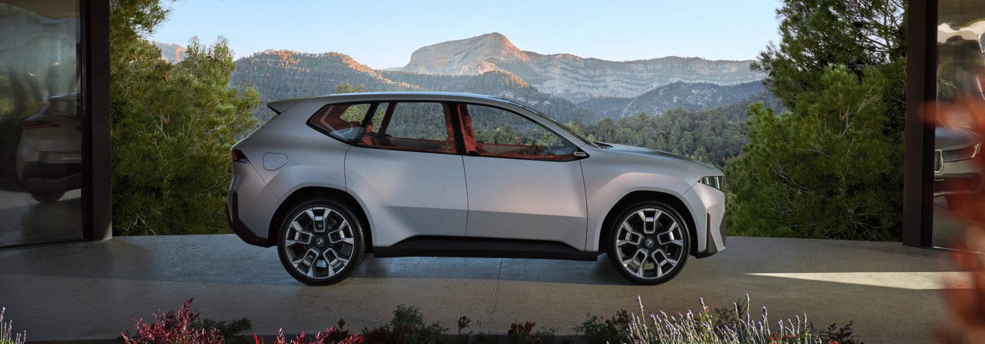 A new BMW vehicle showcased infront of the nature