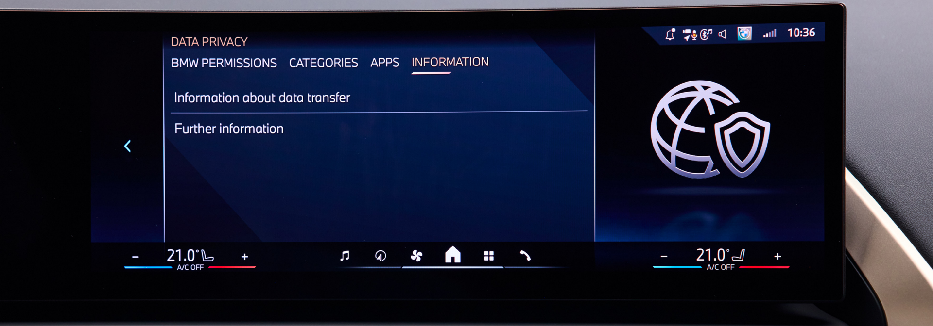 Information about data privacy in a BMW Car