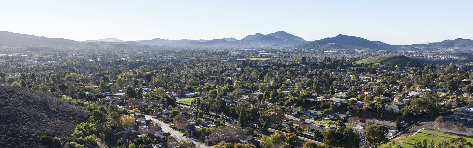 Aerial view of Newbury park near Los Angeles
