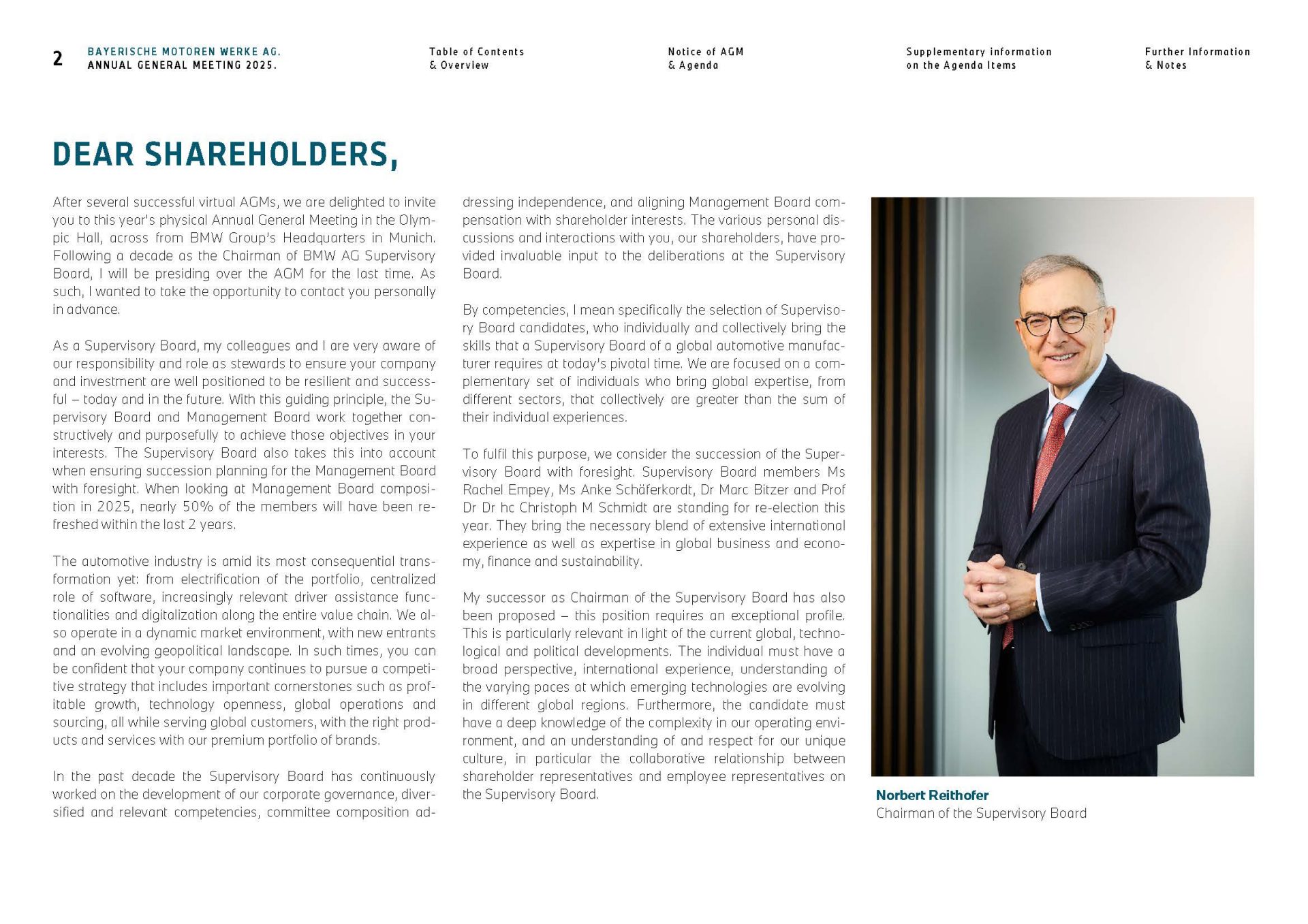 Chairman's letter to the shareholders