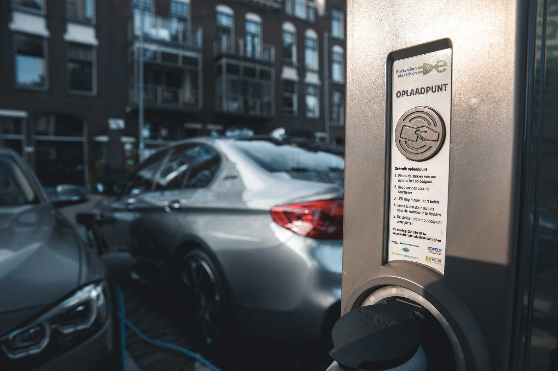 Charging station with BMW parked in front of it