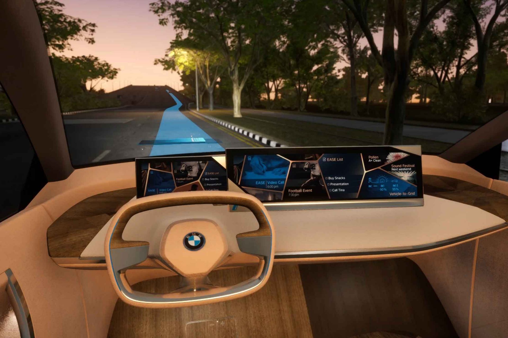 VR landscape as being seen from the cockpit of a car