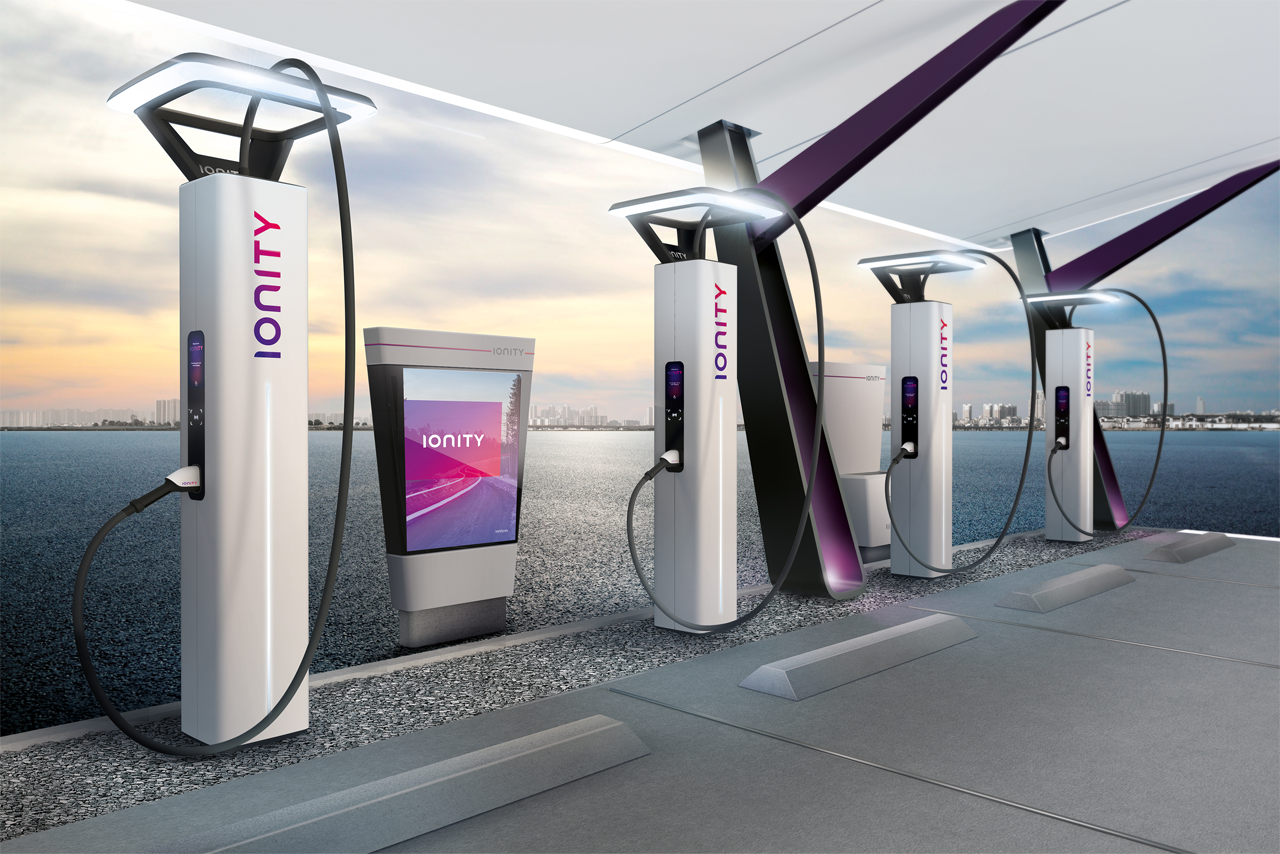 Design concept for IONITY’s forthcoming charging stations and points in Europe.
