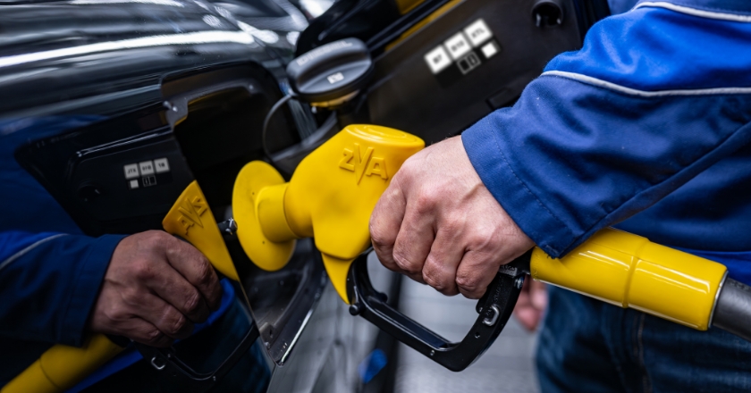 A car is refuelled with a special fuel.