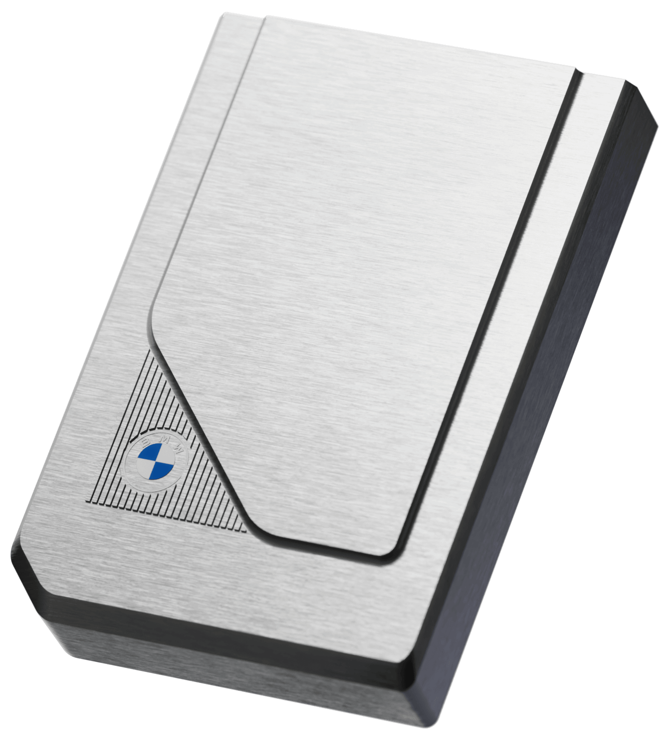 &ldquo;Superbrain of Automated Driving&rdquo; control unit in a silver housing with a structured front surface and technical marking symbol.