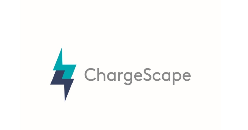Logo featuring a two‑tone lightning graphic and the word “ChargeScape” on a white background.