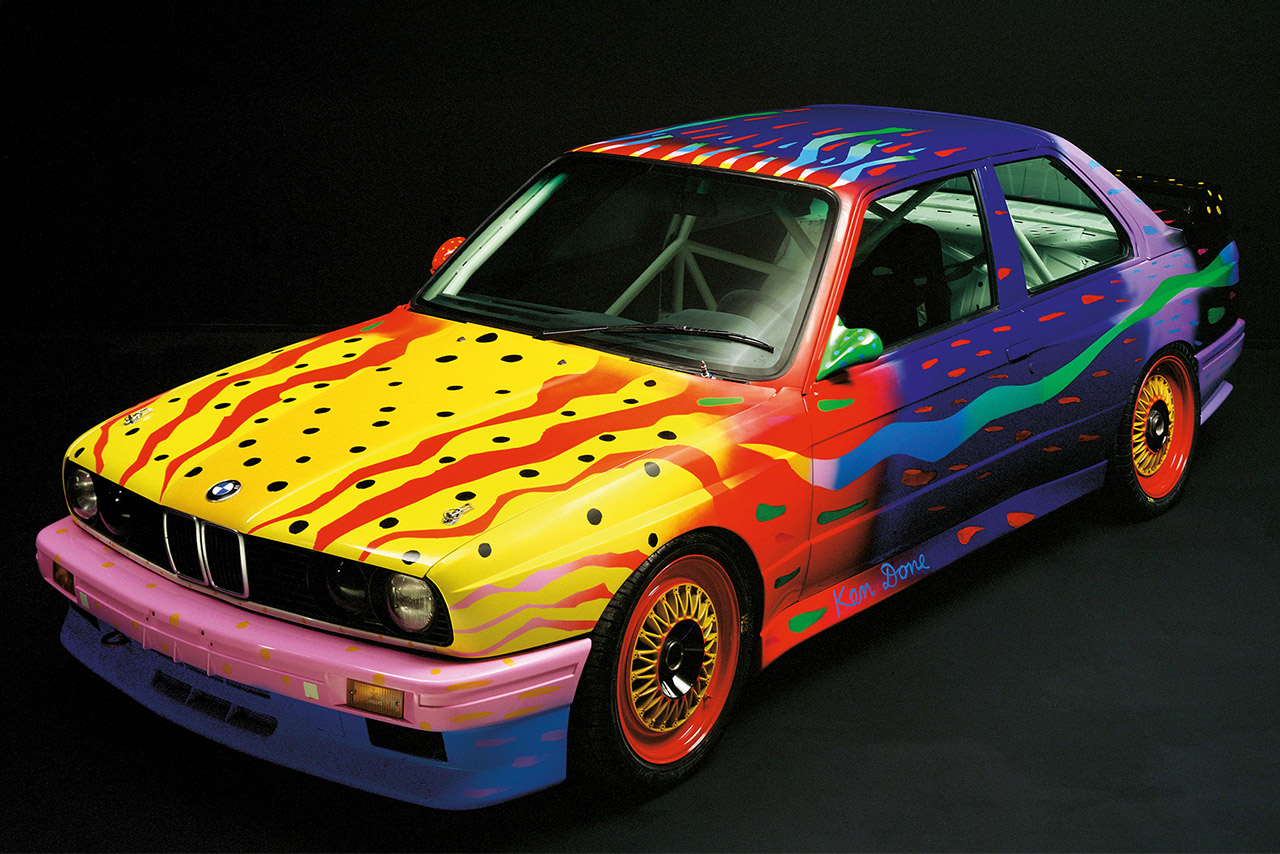 Artistic BMW M3 with a colorful design and bold patterns.